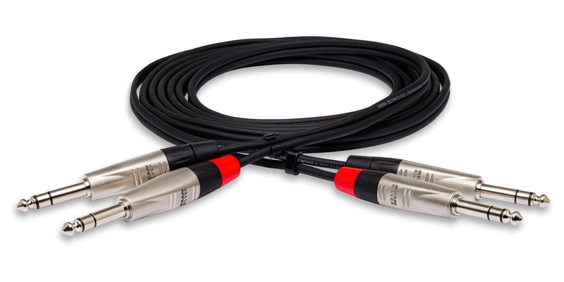 Hosa HSS-003X2 Pro Stereo Interconnect, Dual REAN 1/4" TRS to Same, 3 Feet - Image 1